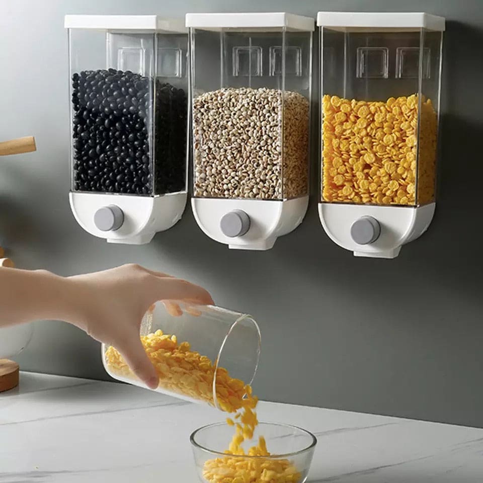 Transparent Cereal Dispenser, Wall-mounted Cereal Storage Box, Grain Storage Container, Food Storage Container Transparent Cereal Dispenser, Wall-mounted Cereal Storage Box, Grain Storage Container, Food Storage Container